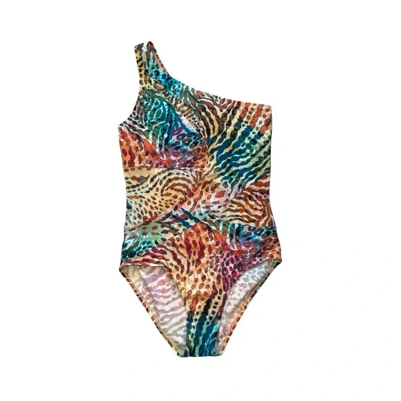 Beyond Swim Cristiano Printed One-Shoulder One-Piece Swimsuit, Sz 10 - Picture 2 of 10